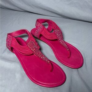 Nine West Fuchsia Sandals with Rhinestone Accents